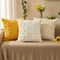 Spring Summer Pillow Covers 18x18 inch Set of 2 Farmhouse Decor Yellow Color Flower Heart Sunflower Soft Plush Faux Fur Jacquard Throw Pillows for Sofa Holiday Spring Home Decor PTK024C18